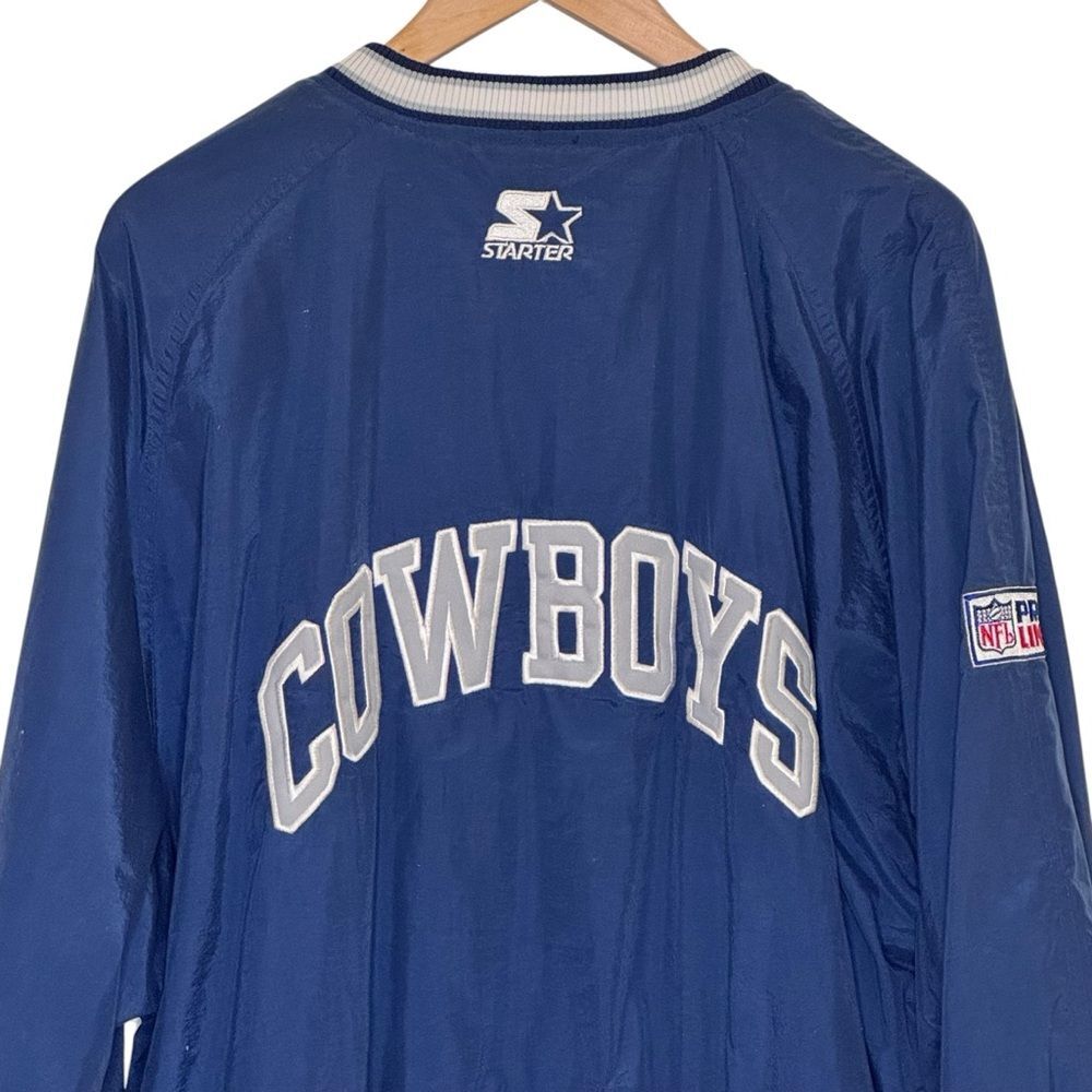 Vintage Starter Pro Line Dallas Cowboys NFL Pullover Jacket Blue Star Logo Sz L